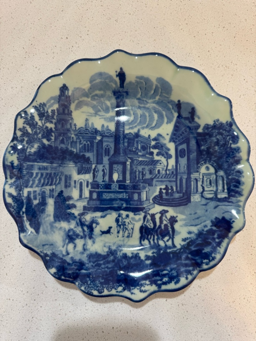 Victoria Ware Ironstone Blue Town Scene Large Plate/Charger 10”